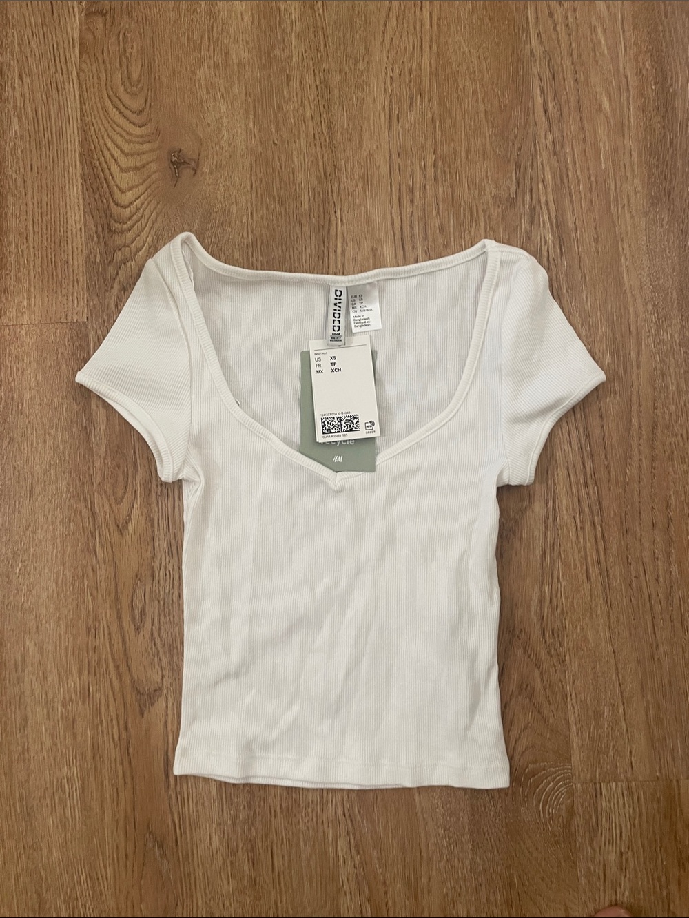 H&M White Ribbed Scoop Crop Top